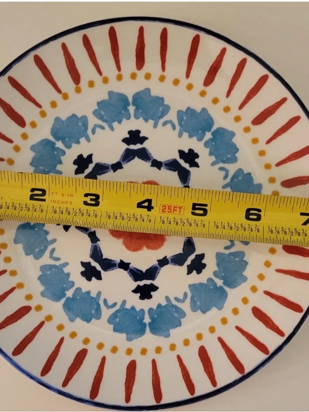 Hobby Lobby 4pk Medallion Dinner & Salad Plates Azteca Blue Red Spanish Tile